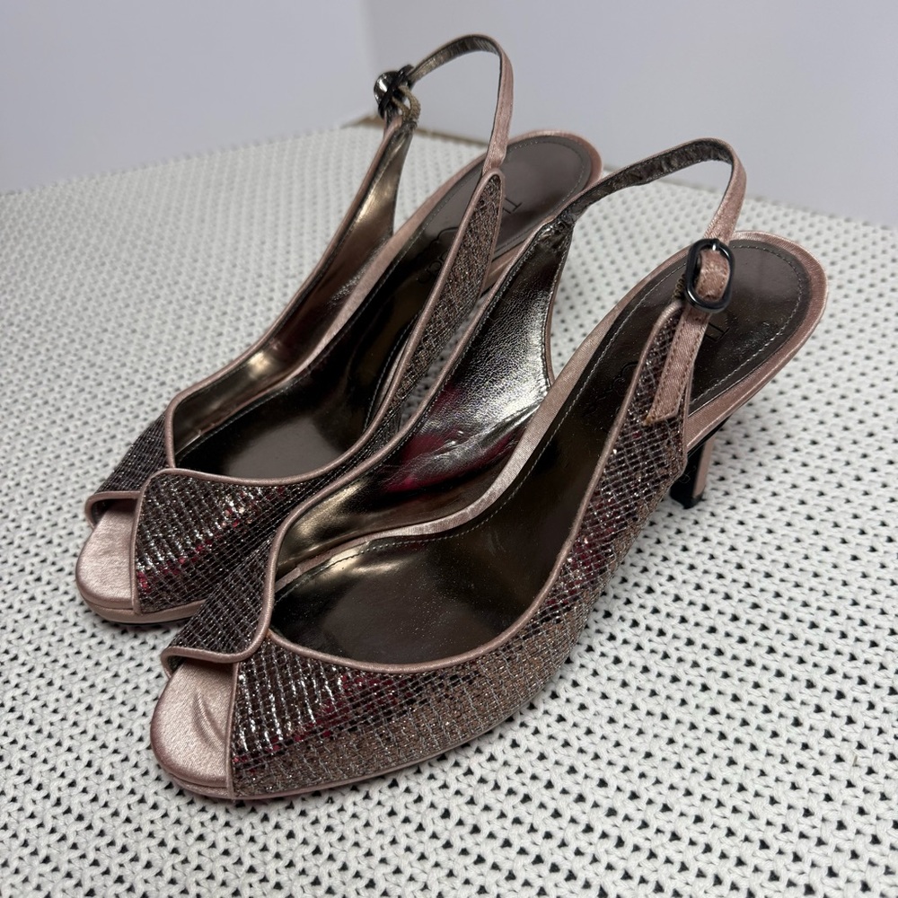 Touch of Nina Shimmering Rose Slingback Heels